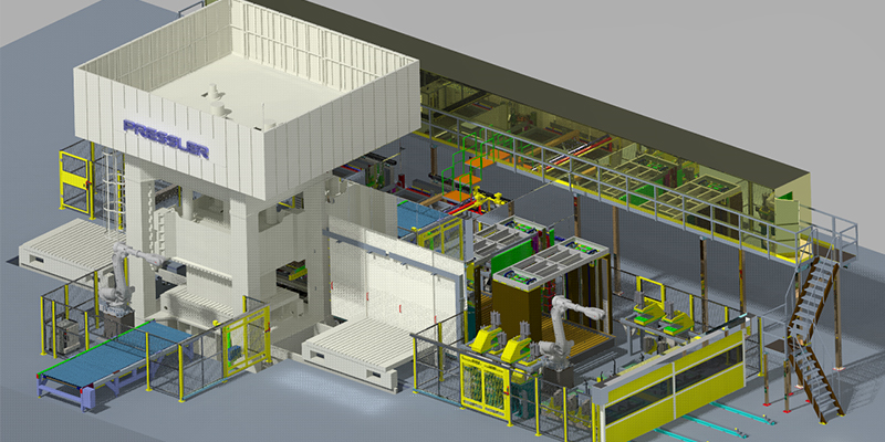 多层辊底式气氛保护加热炉热压生产线